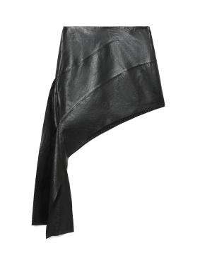 HELMUT LANG 斜下摆皮革半身裙