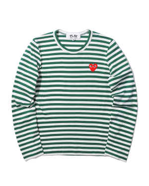 Play Comme des Garçons 爱心缝饰条纹 T 恤