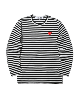 Play Comme des Garçons 爱心缝饰条纹 T 恤