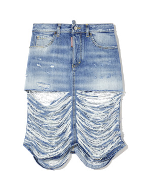 DSQUARED2 磨损设计饰口袋牛仔半身裙