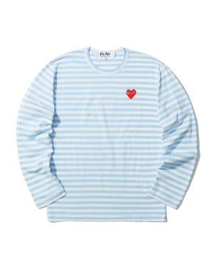 Play Comme des Garçons 爱心缝饰条纹 T 恤