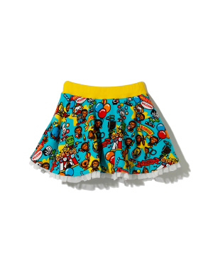 A BATHING APE® Baby Milo 马戏团印花褶饰薄纱半身裙