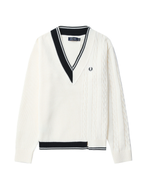 FRED PERRY Logo 刺绣拼接针织衫