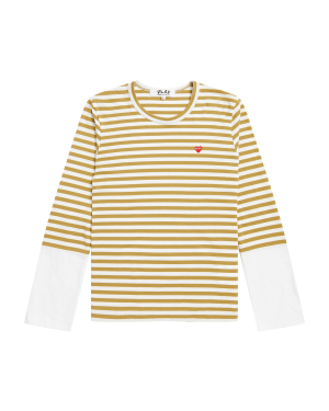 Play Comme des Garçons 爱心缝饰拼接细节条纹 T 恤