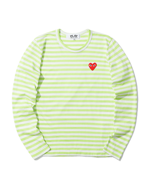 Play Comme des Garçons 爱心缝饰条纹 T 恤