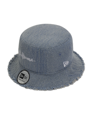 New Era 徽标刺绣牛仔渔夫帽