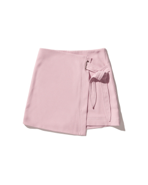 GREENISH PINK 饰系带不对称半身裙