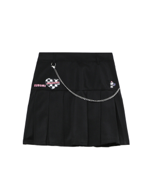 CHOCOOLATE Kuromi 联乘系列 主题刺绣饰链条褶裥半身裙