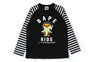 A BATHING APE® Baby Milo 印花条纹拼接 T 恤