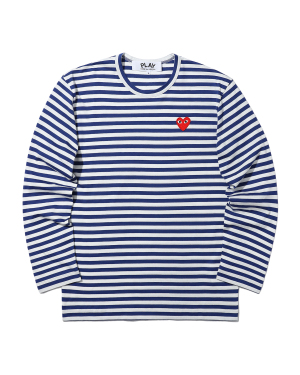 Play Comme des Garçons 爱心缝饰条纹 T 恤