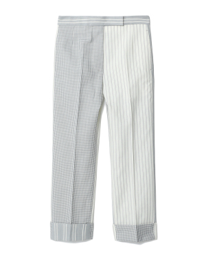 THOM BROWNE 拼接设计条纹露踝西装裤