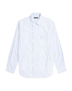 COMME des GARÇONS HOMME 饰拉链口袋按扣条纹衬衫
