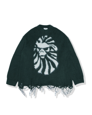 BAPE BLACK 图案嵌花磨损边饰针织衫