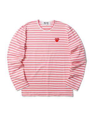 Play Comme des Garçons 爱心缝饰条纹 T 恤