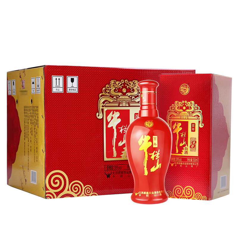 牛栏山 38度 百年红8 浓香型白酒  500ml/6瓶 整箱装 500ml*6
