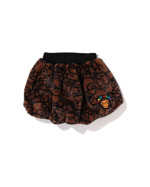 A BATHING APE® Baby Milo 印花毛绒褶饰半身裙