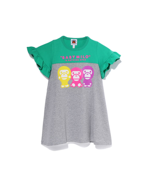 A BATHING APE® 饰荷叶边拼色连衣裙