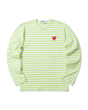 Play Comme des Garçons 爱心缝饰条纹 T 恤