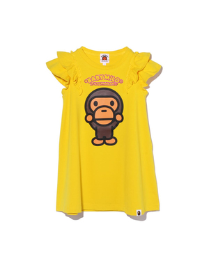 A BATHING APE® 饰荷叶边 Milo 印花连衣裙