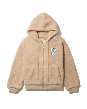VESTA PINK 字母缀饰毛绒连帽夹克