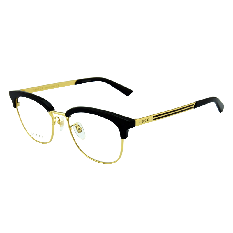 GUCCI古驰眼镜架亚版商务复古眉毛镜框GG0698OA 002金+黑色镜框53mm